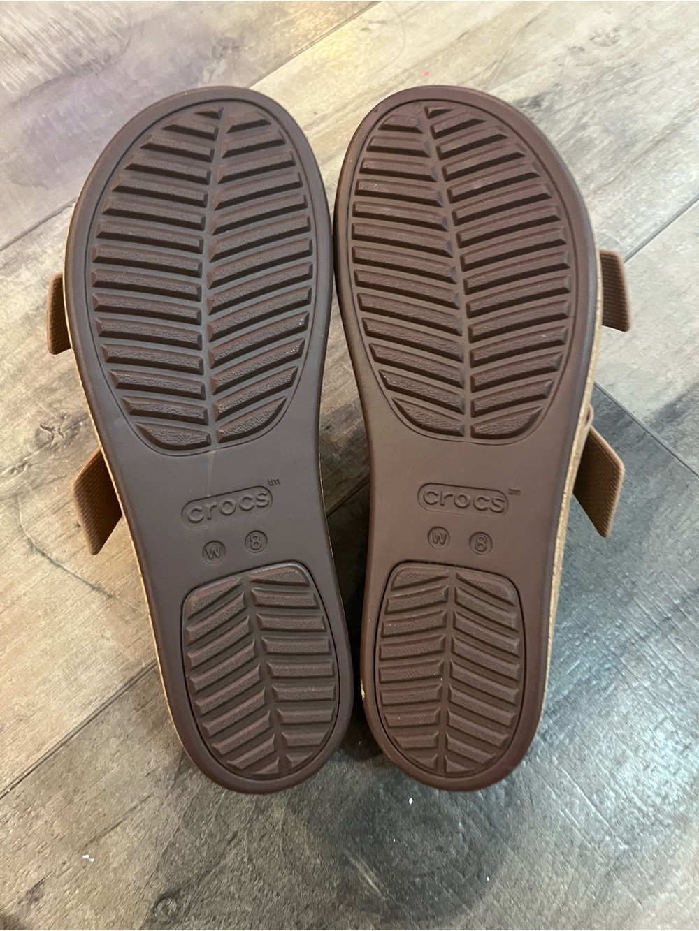 Crocs Brooklyn Double Buckle Platform Sandals LITERIDE Cork Wedge Taupe Womens 8 - Picture 5 of 9